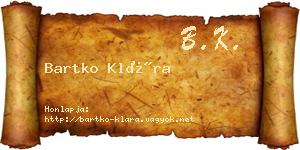 Bartko Klára névjegykártya
